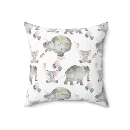 Spun Polyester Square Pillow with Removable Cover Watercolor Circus Animals