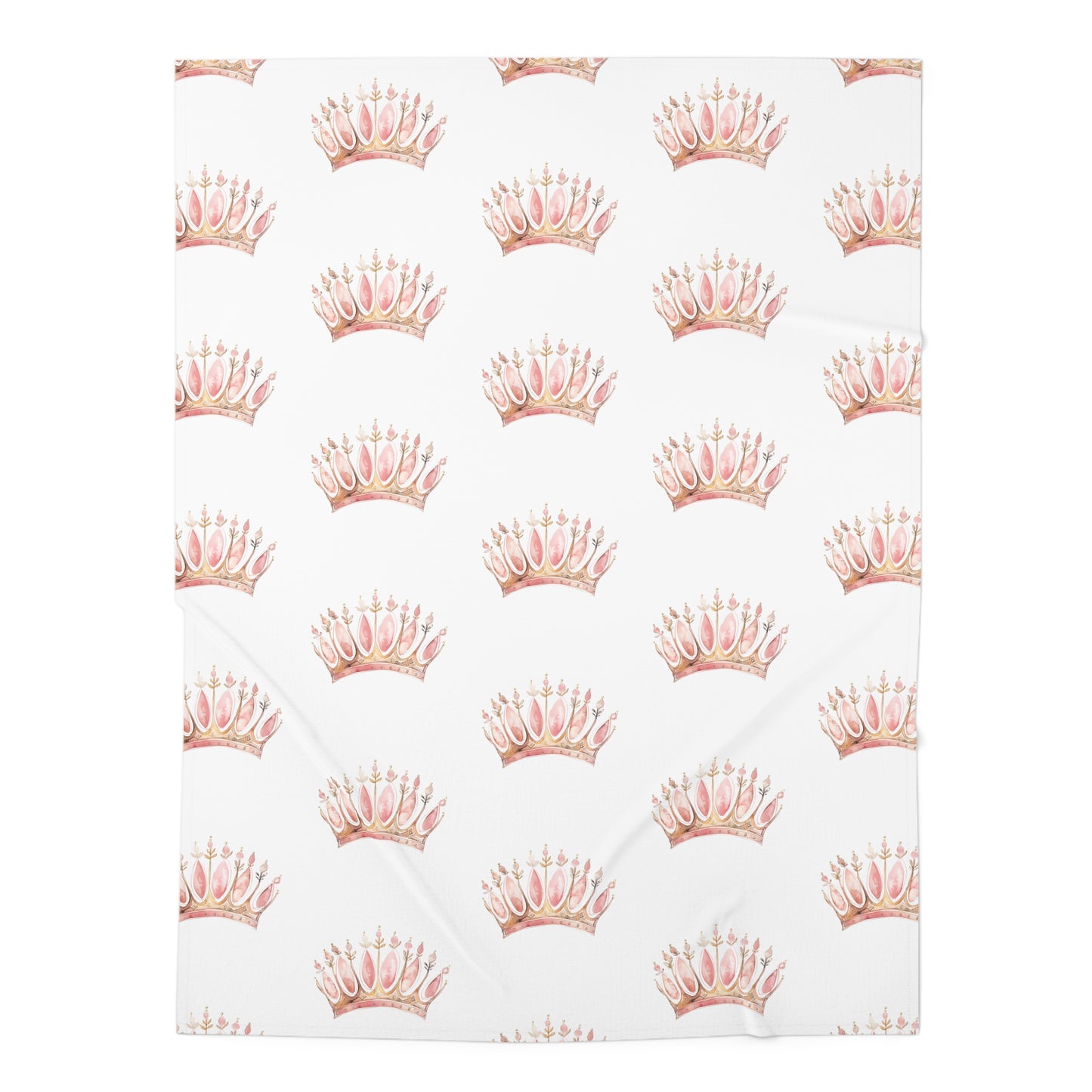 Baby Swaddle Blanket Watercolor Pink Princess Crowns