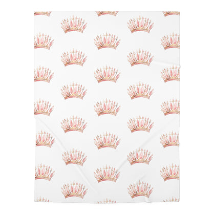 Baby Swaddle Blanket Watercolor Pink Princess Crowns