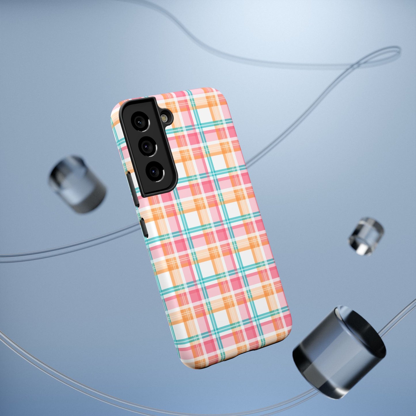 Impact-Resistant Phone Case - Summer Plaid Pink