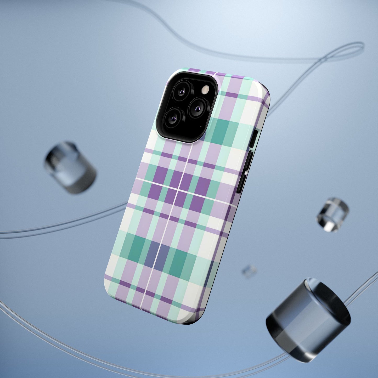 Impact-Resistant Phone Case - Spring Plaid Purple