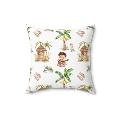 Spun Polyester Square Pillow Watercolor Aloha Print