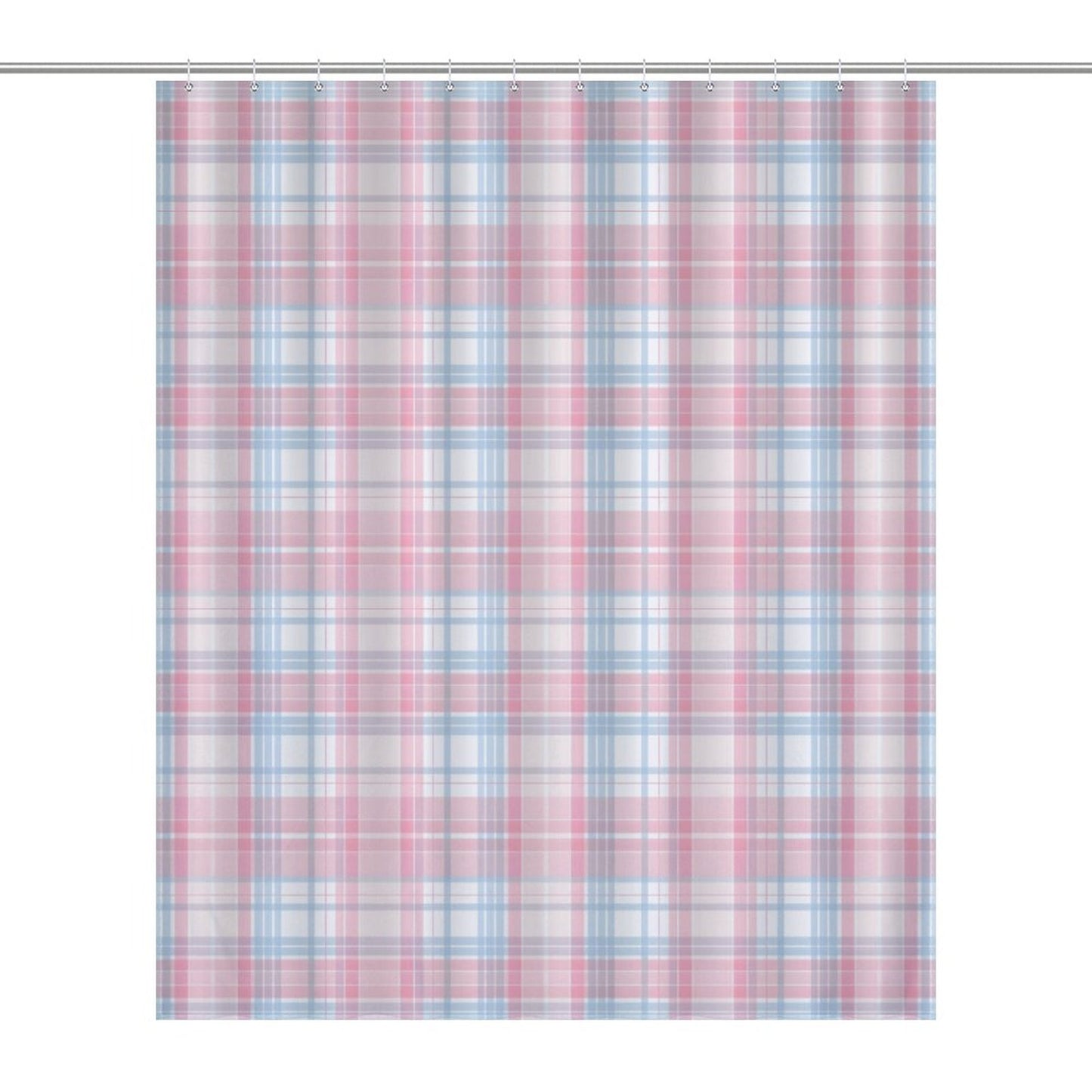 Lightweight Shower Curtain-Easter Plaid Pink Blue