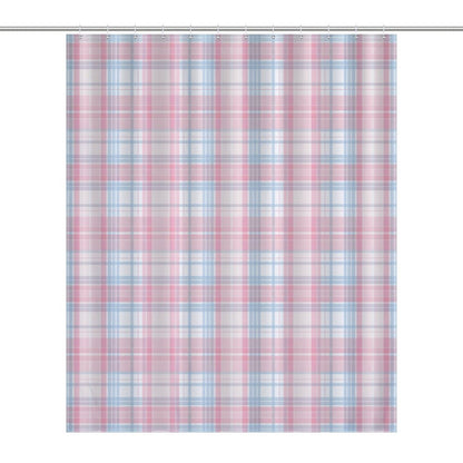 Lightweight Shower Curtain-Easter Plaid Pink Blue