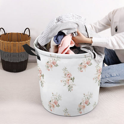 Collapsible Laundry Hamper-Elegant Coral Floral