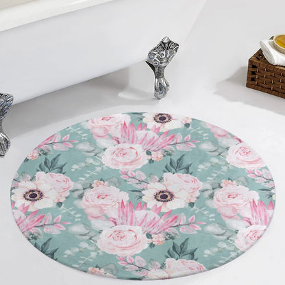 Round Plush Bath Mat- Boho Floral Fun