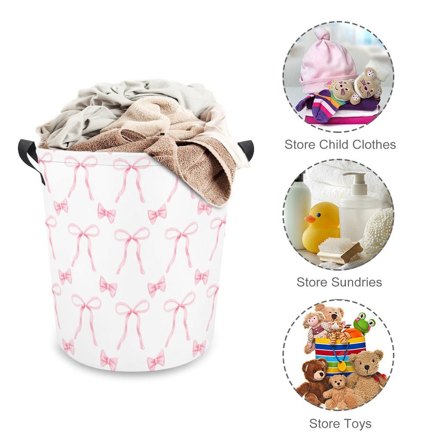 Collapsible Laundry Hamper- Coquette Pink Bows