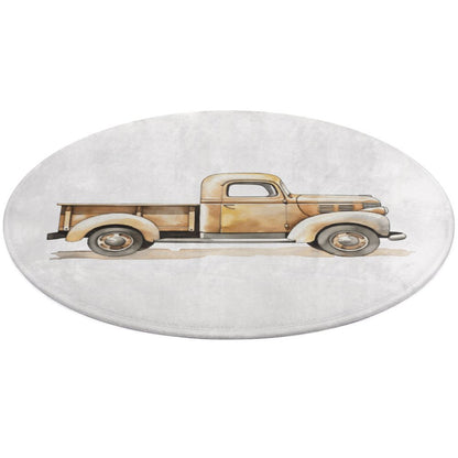 Round Bath Mat- Vintage Trucks