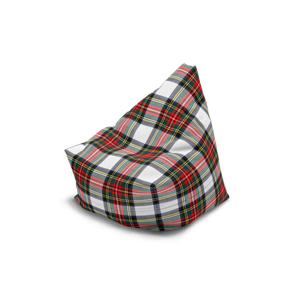 Christmas Tartan Plaid White Bean Bag Chair Cover