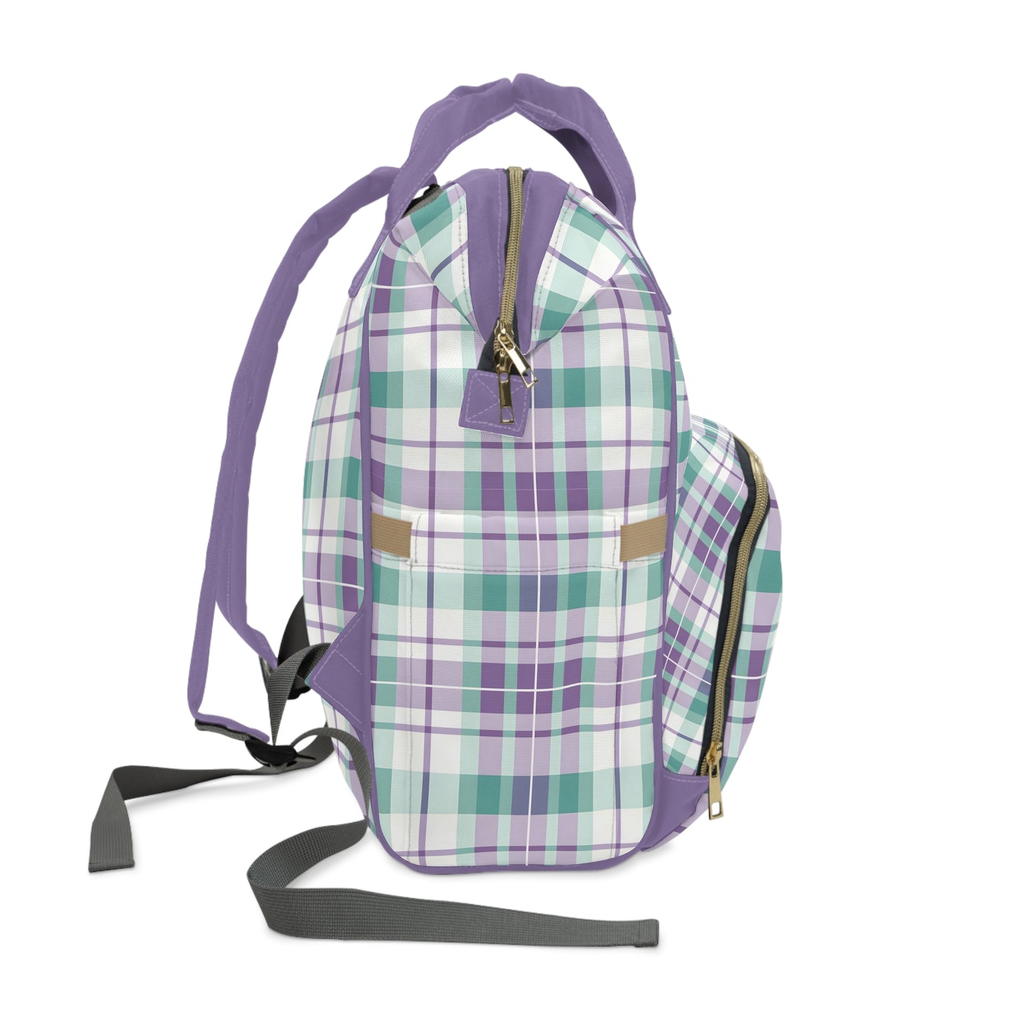 Multifunctional Diaper Backpack- Spring Plaid Purple