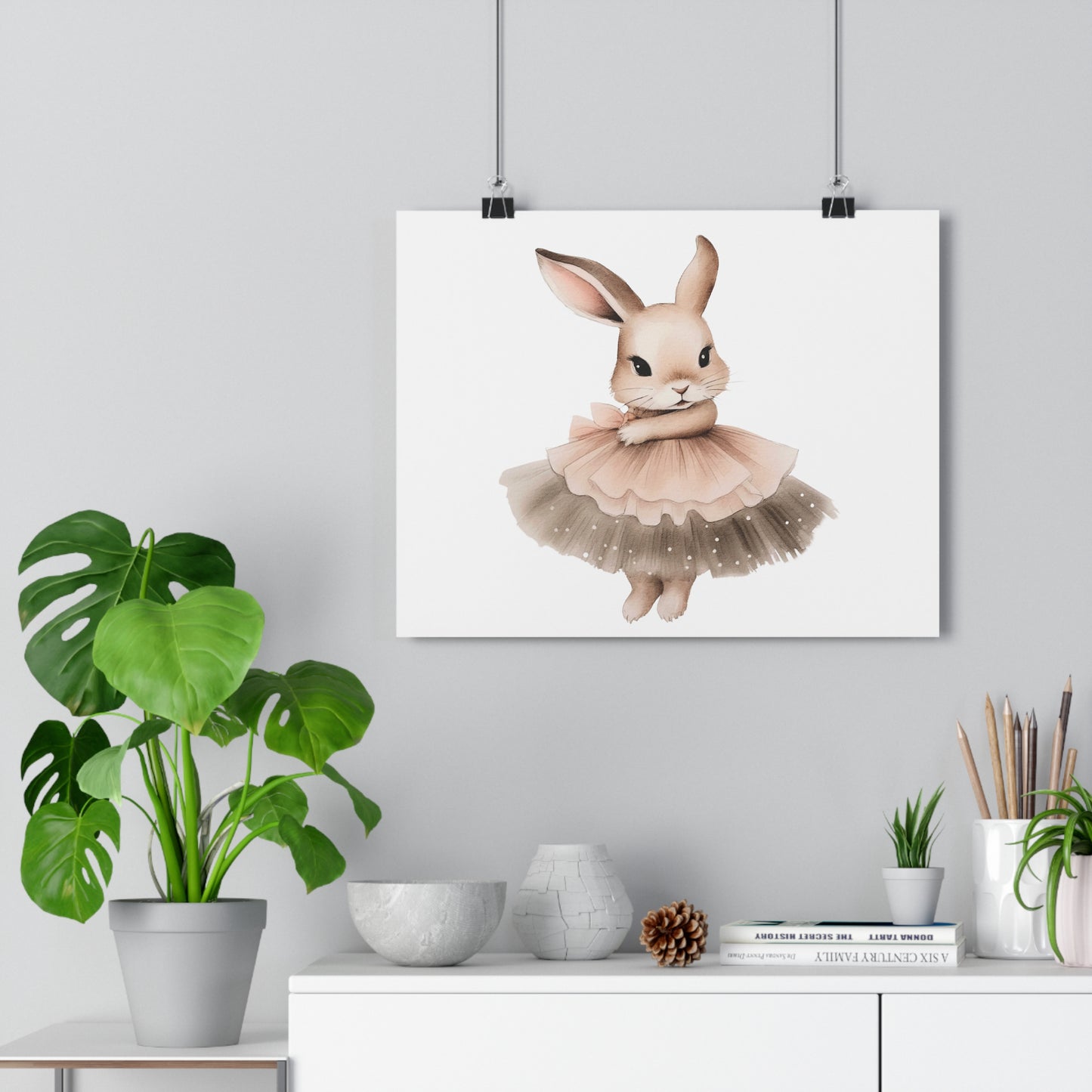 Giclée Art Print Watercolor Ballerina Bunnies 2