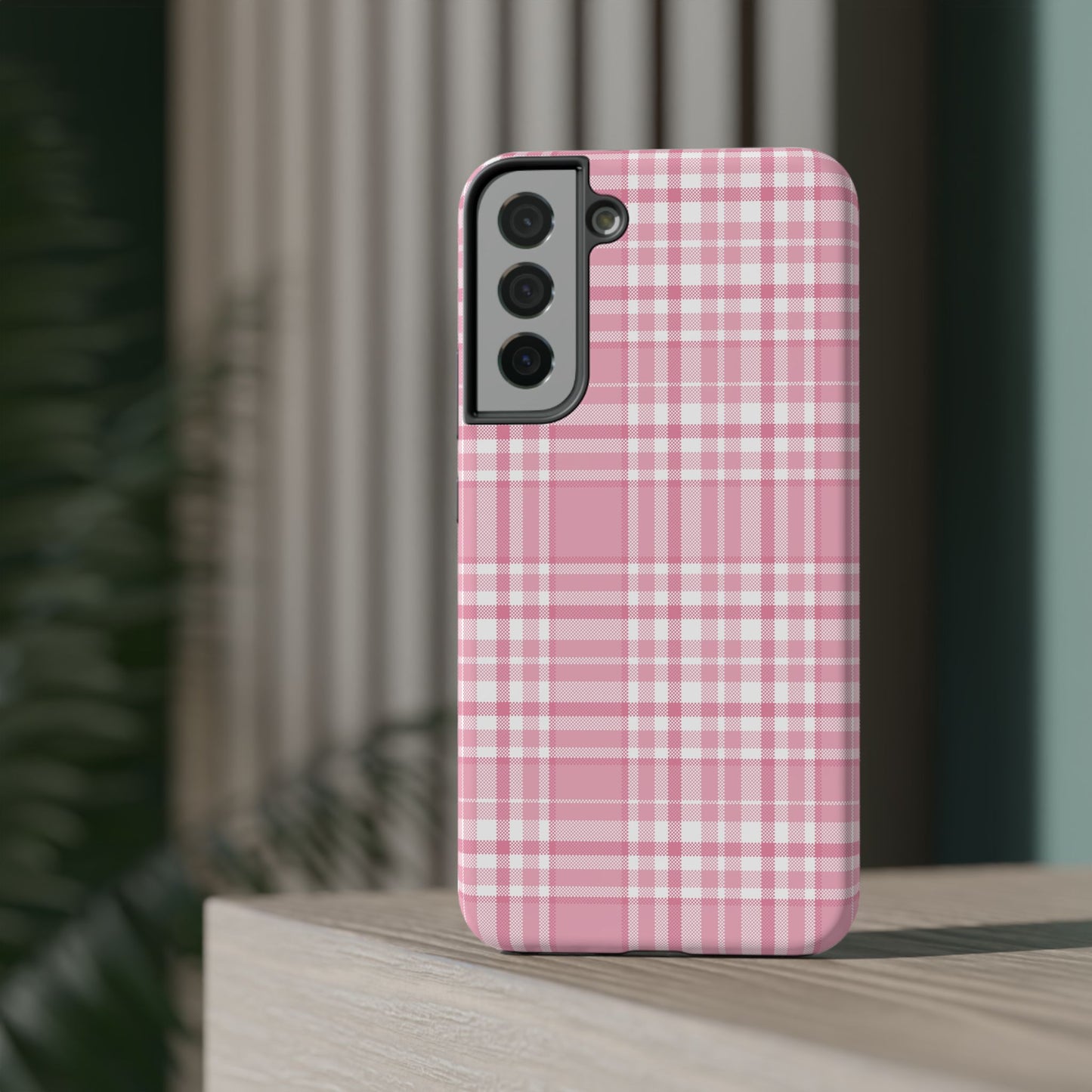 Impact-Resistant Phone Case - Easter Plaid Pink