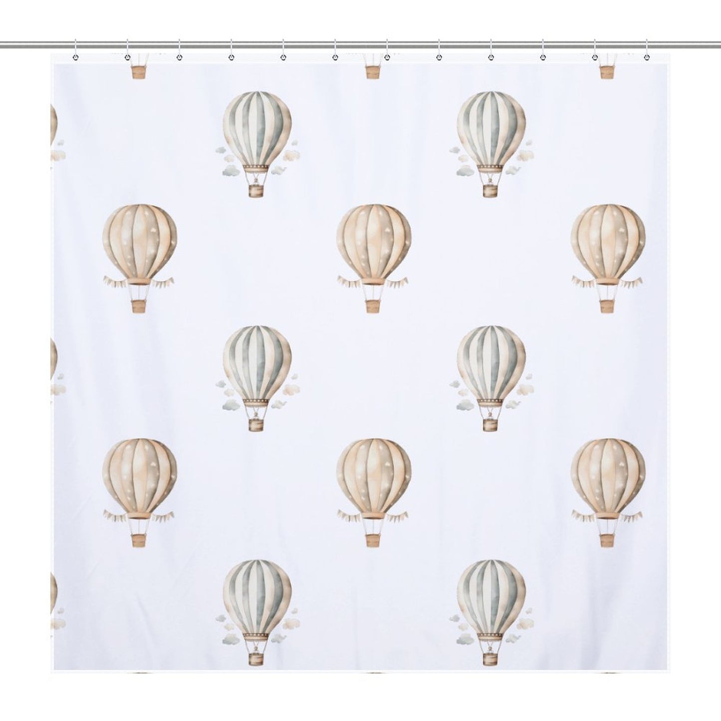 Lightweight Shower Curtain- Neutral Hot Air Balloons