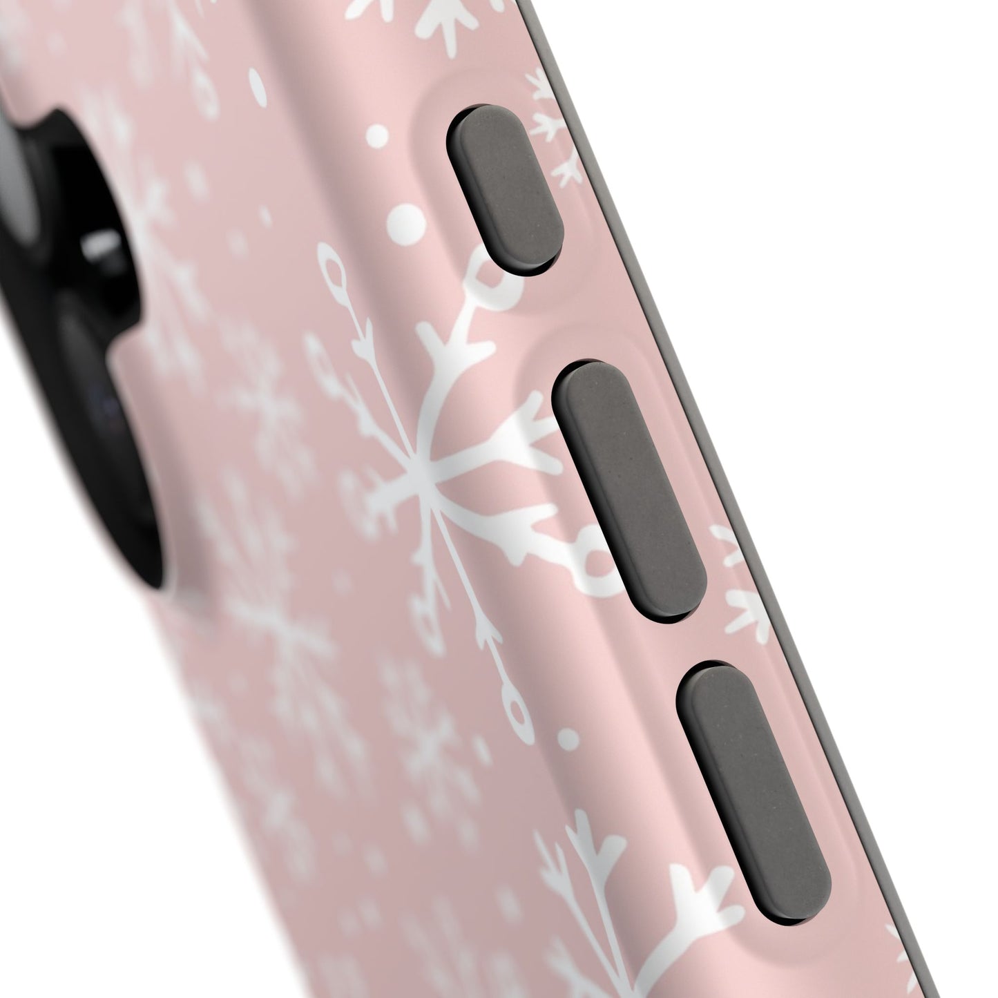 Pink White Snowflakes Impact-Resistant Phone Case