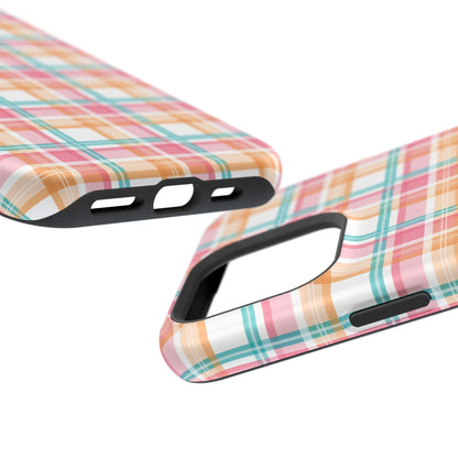 Impact-Resistant Phone Case - Summer Plaid Pink