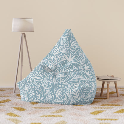 Blue White Floral Bean Bag Chair Cover