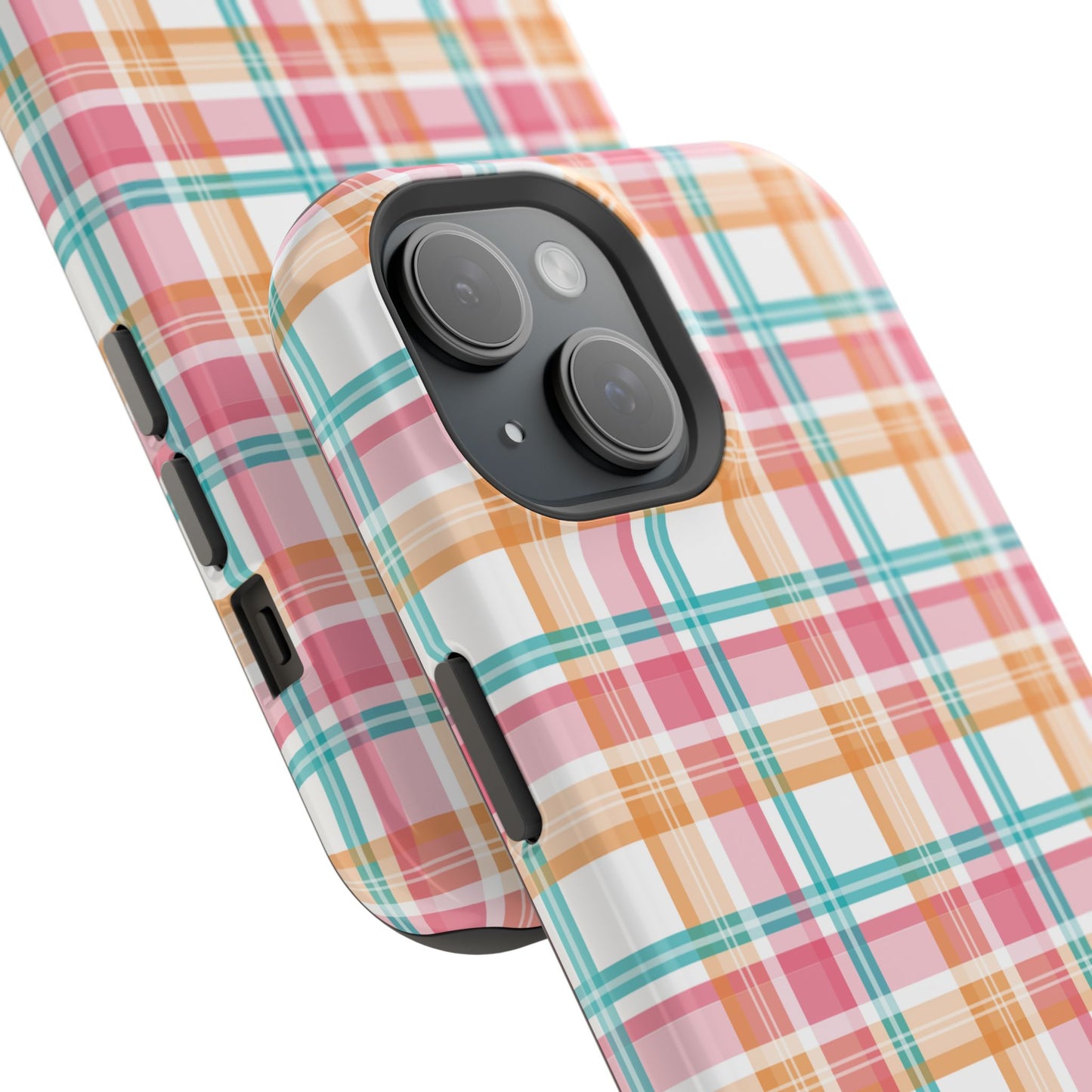 Impact-Resistant Phone Case - Summer Plaid Pink