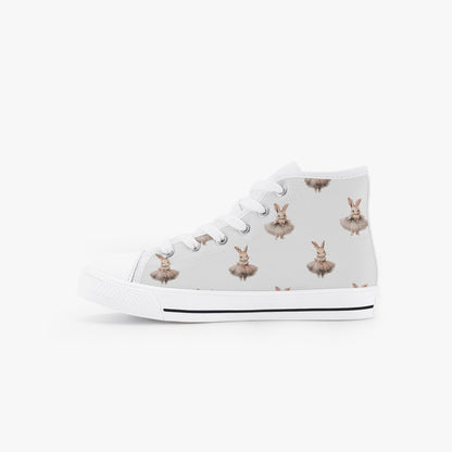 Girls Ballerina Bunnies Kid’s High-Top Canvas Shoes