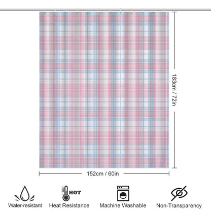 Lightweight Shower Curtain-Easter Plaid Pink Blue