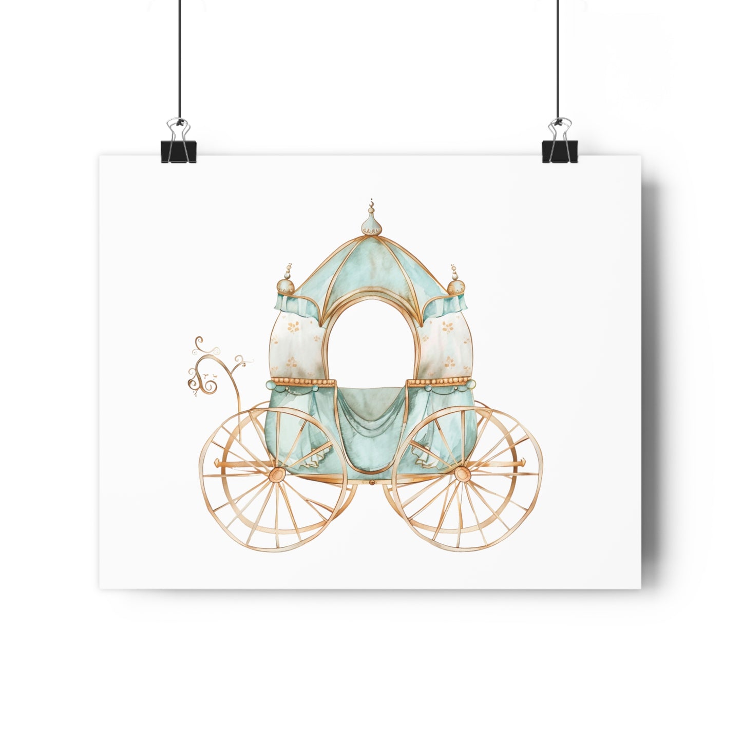 Giclée Art Print Watercolor Teal Princess Carriage