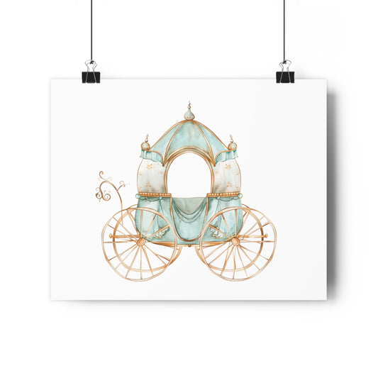 Giclée Art Print Watercolor Teal Princess Carriage