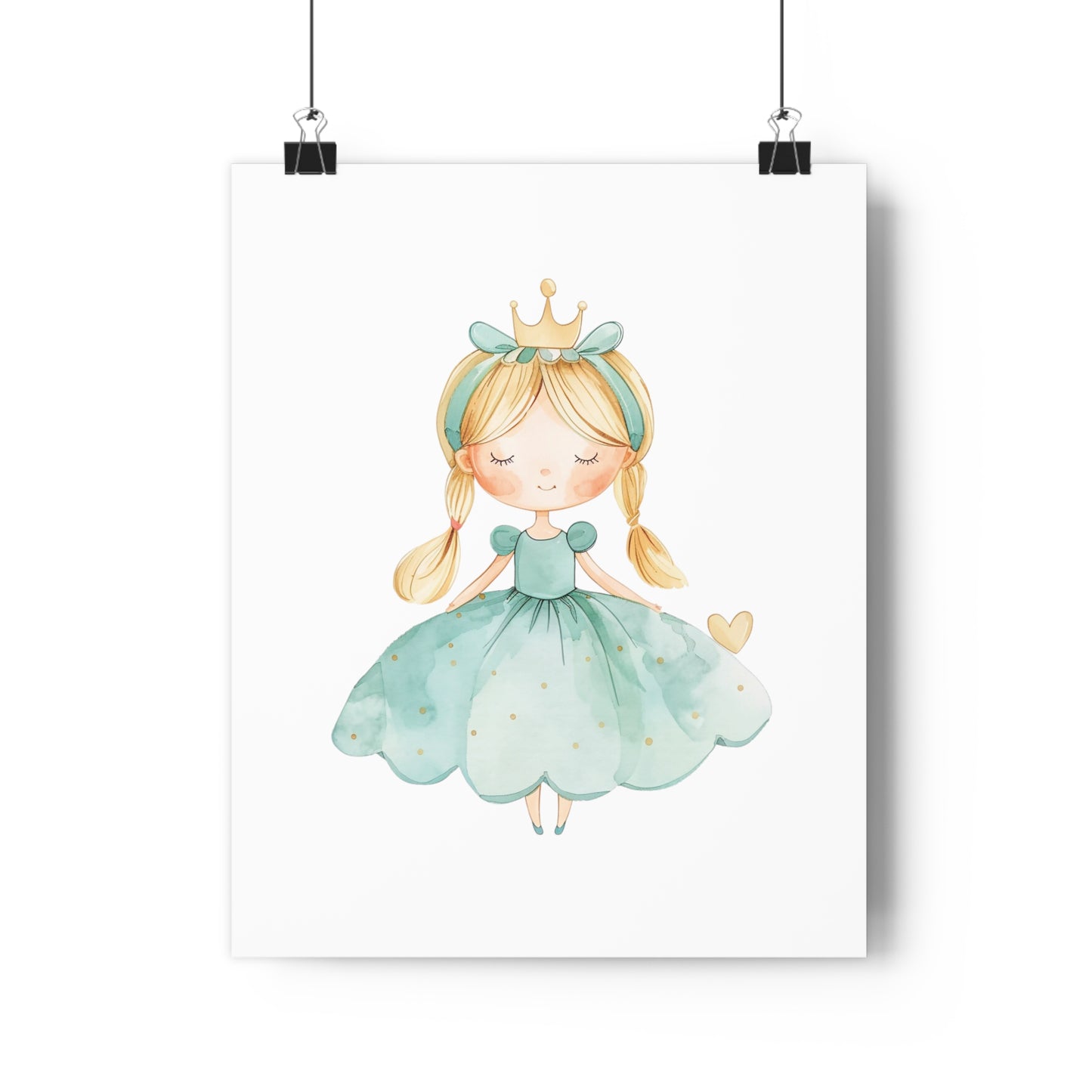 Giclée Art Print Watercolor Teal Princess 3