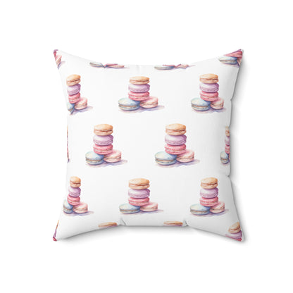 Spun Polyester Square Pillow with Removable Cover Watercolor Candy Land Macarons