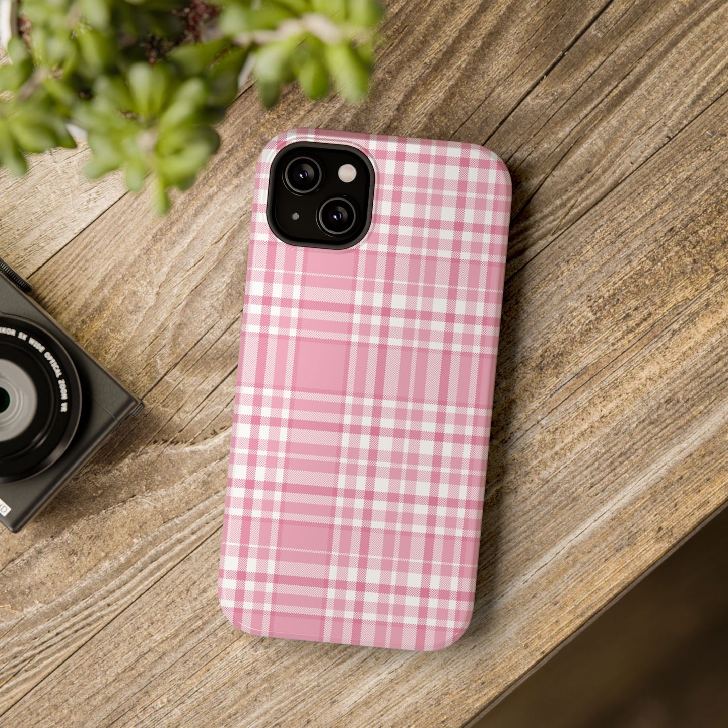 Impact-Resistant Phone Case - Easter Plaid Pink