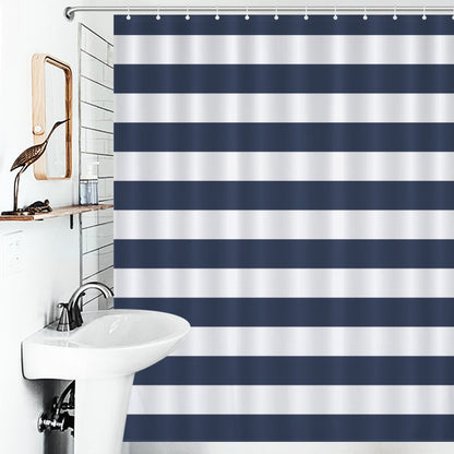 Lightweight Shower Curtain- Nautical Stripes Navy