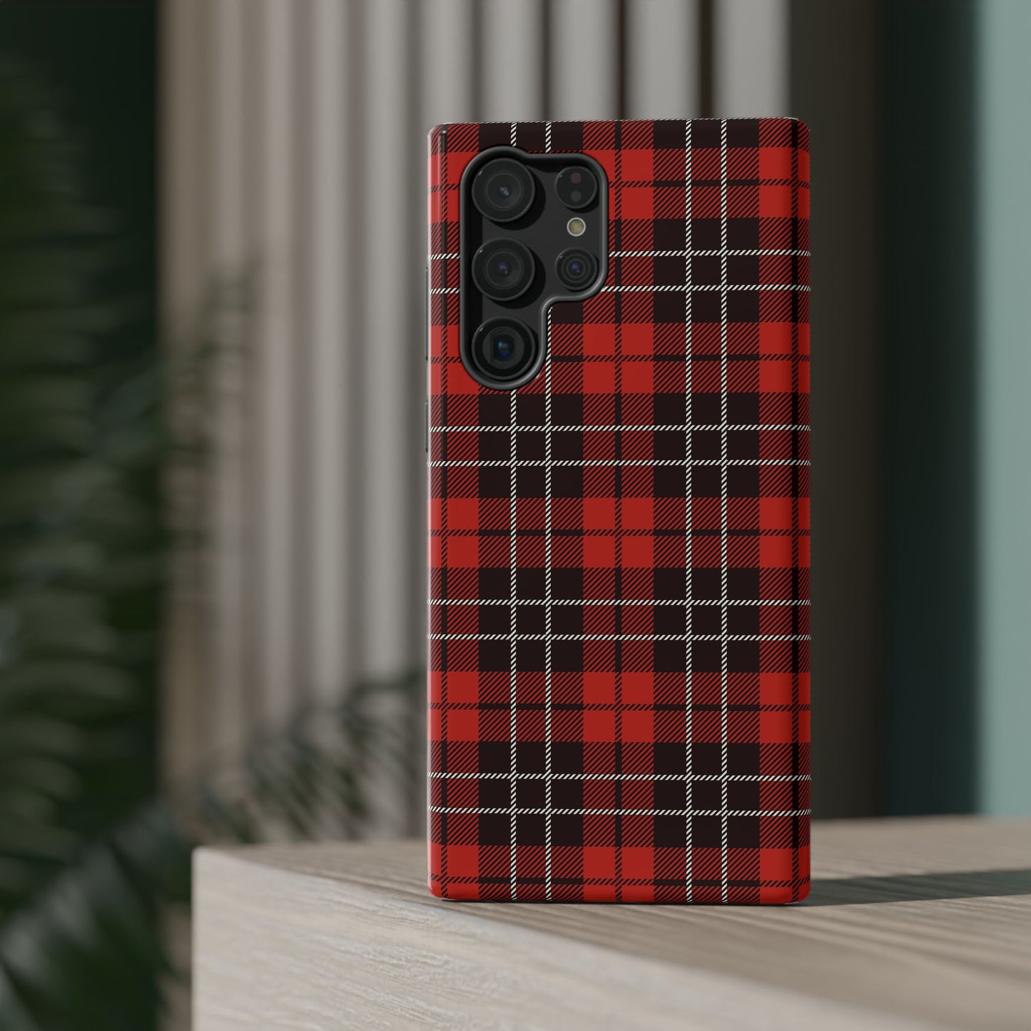 Impact-Resistant Phone Case- Christmas Tartan Plaid Red