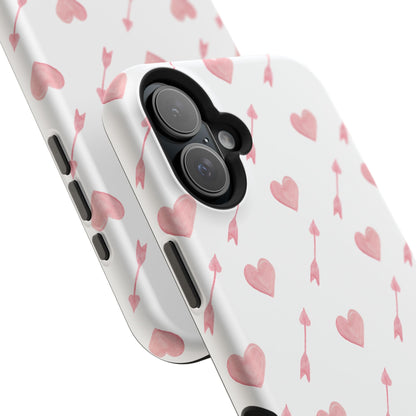 Impact-Resistant Cases - Valentine's Day Watercolor Arrow Hearts