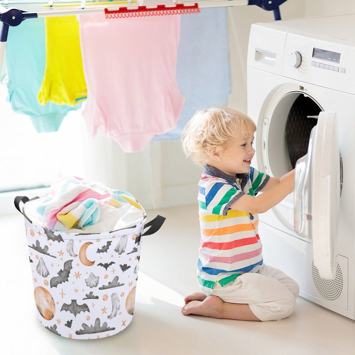 Collapsible Laundry Hamper- Watercolor Halloween Fun