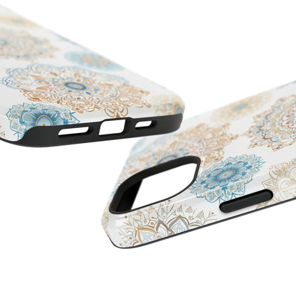 Impact-Resistant Cases, Blue Gold Boho Fun