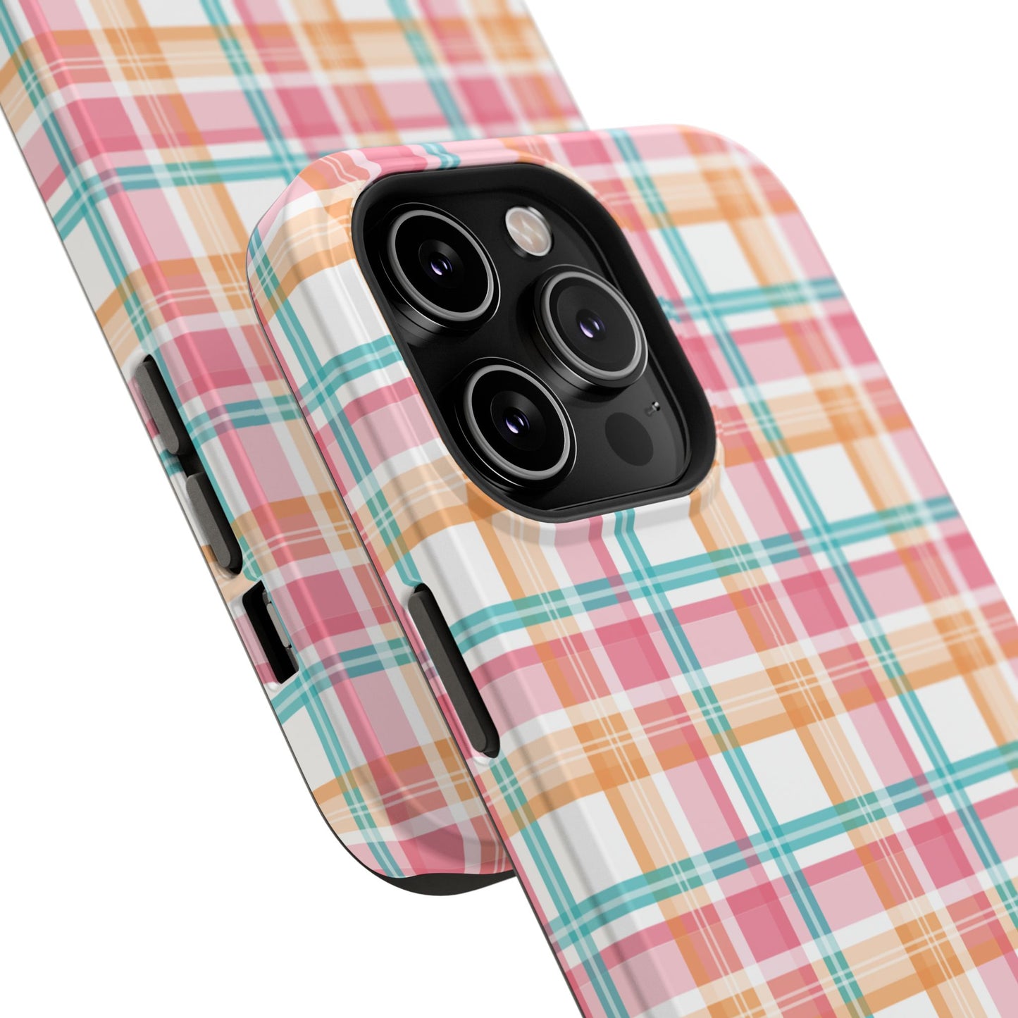 Impact-Resistant Phone Case - Summer Plaid Pink