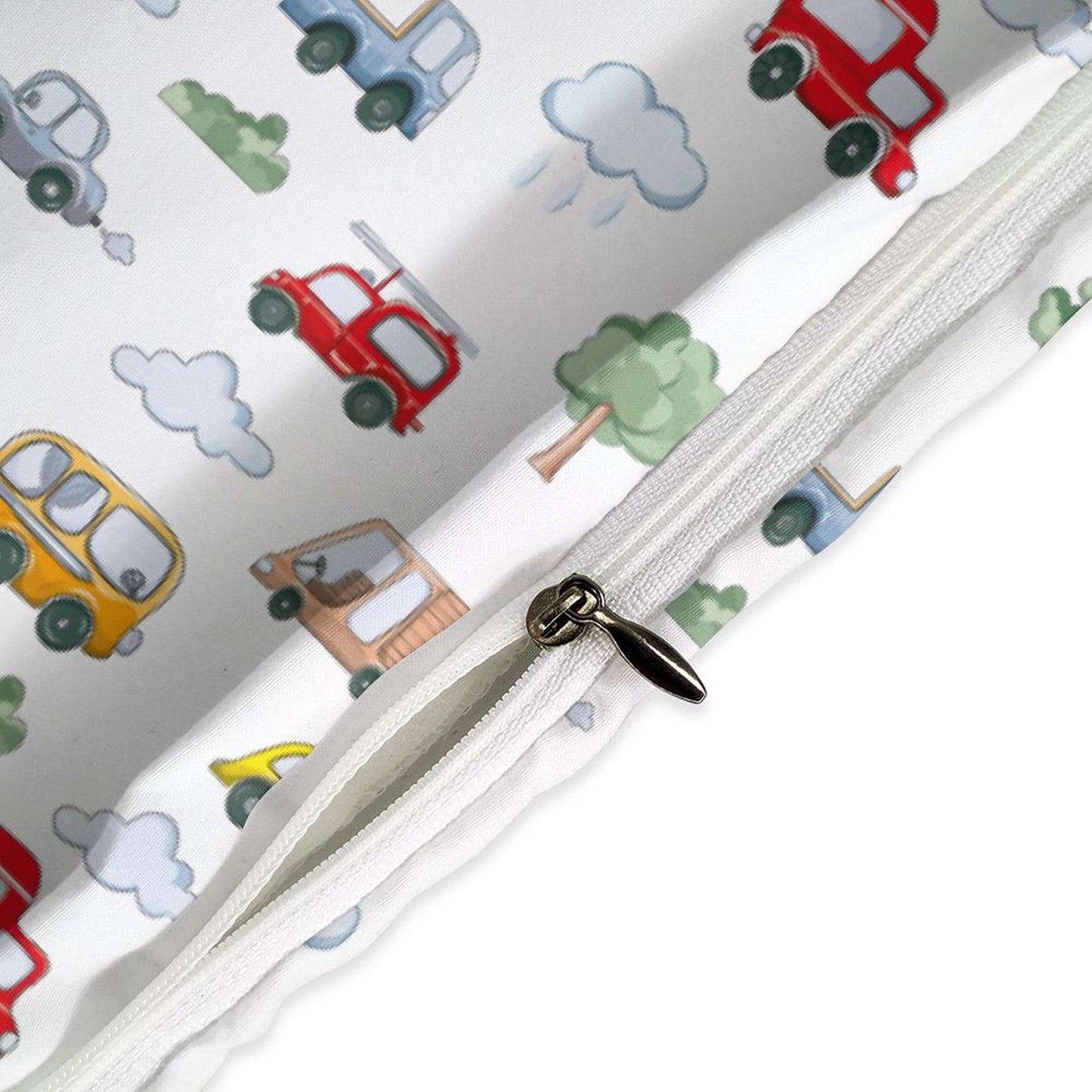 Boys Cute Cars 3-Piece Bedding Set-90"x90" Full, Queen Boys Transportation Theme Duvet Cover Set