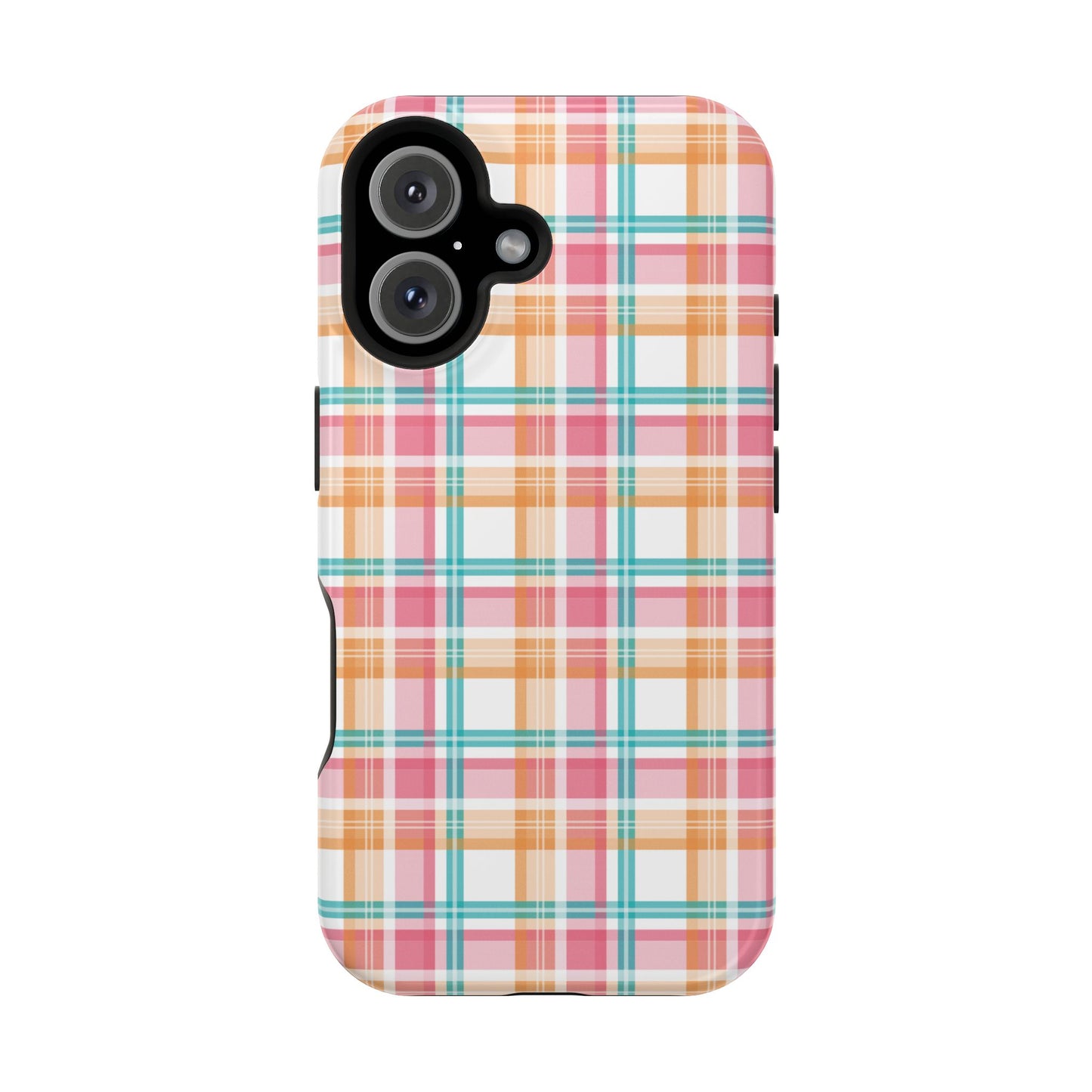 Impact-Resistant Phone Case - Summer Plaid Pink