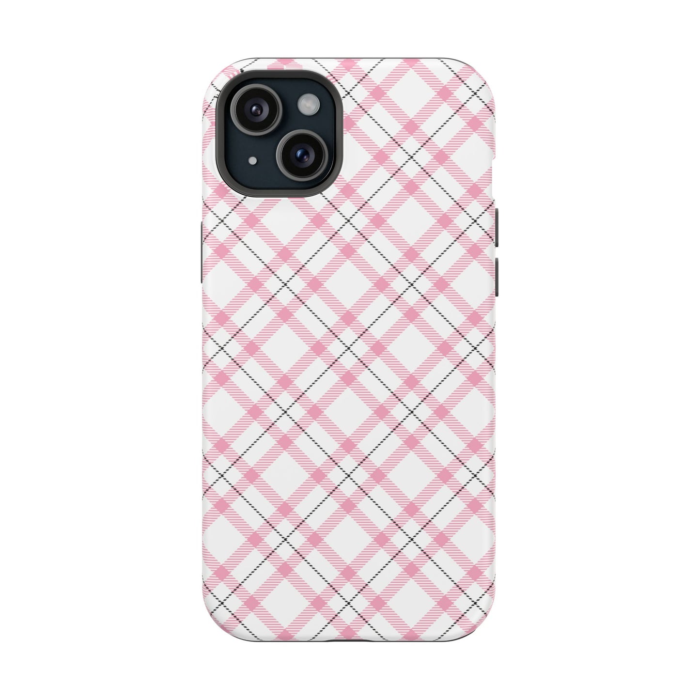 Impact-Resistant Phone Case - Pink Black Plaid