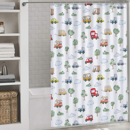 Lightweight Shower Curtain-Cute Cars