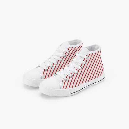 Unisex Candy Cane Stripes  Kid’s High-Top Canvas Shoes