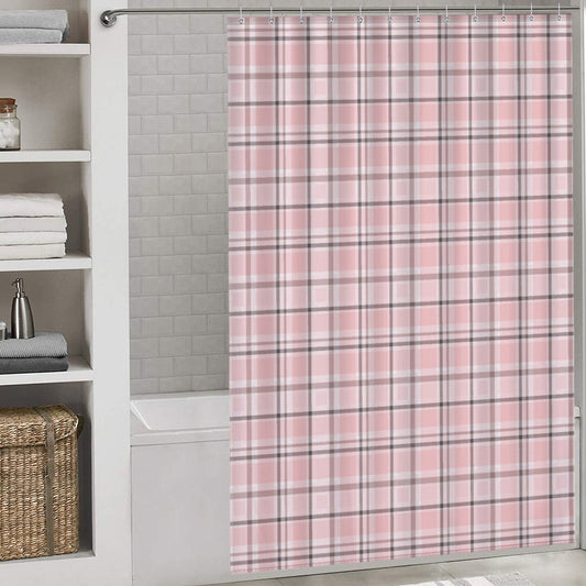 Lightweight Shower Curtain- Chocolate Pink Plaid