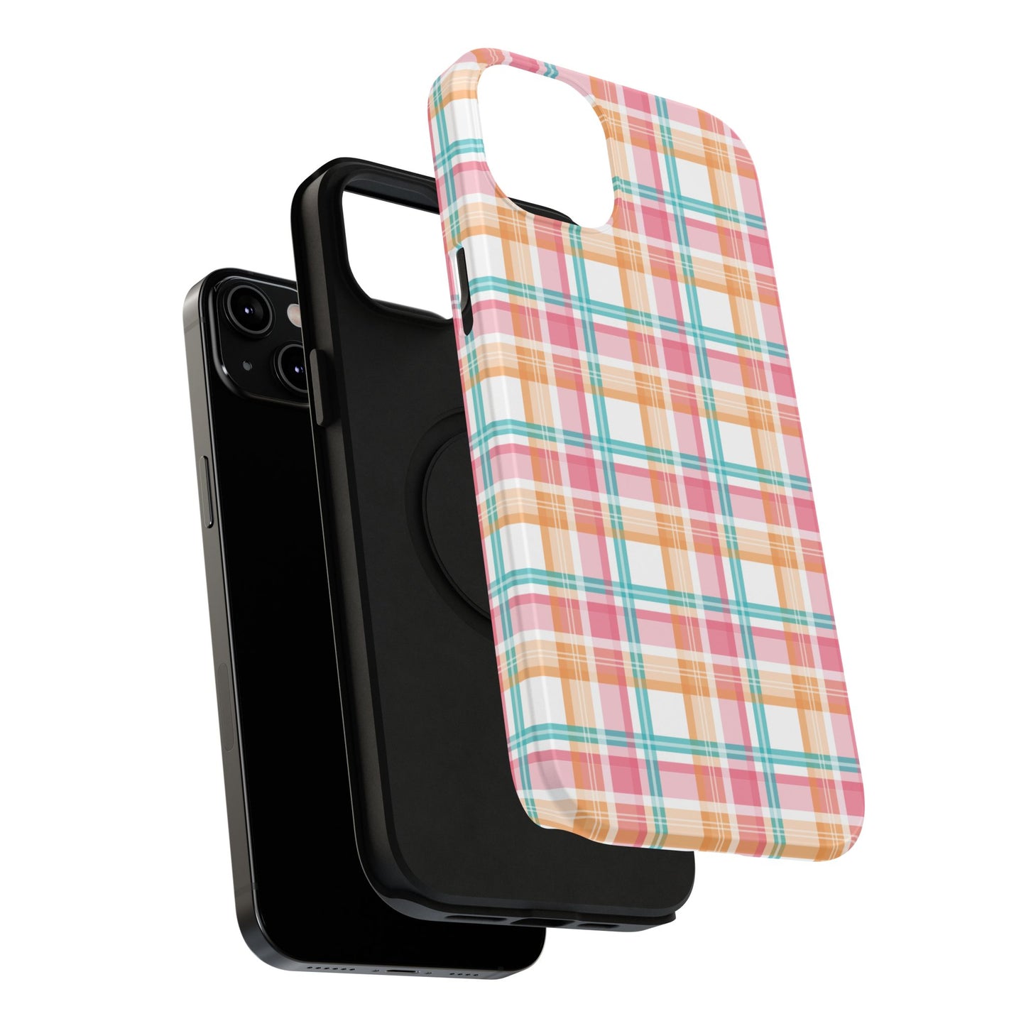 Impact-Resistant Phone Case - Summer Plaid Pink