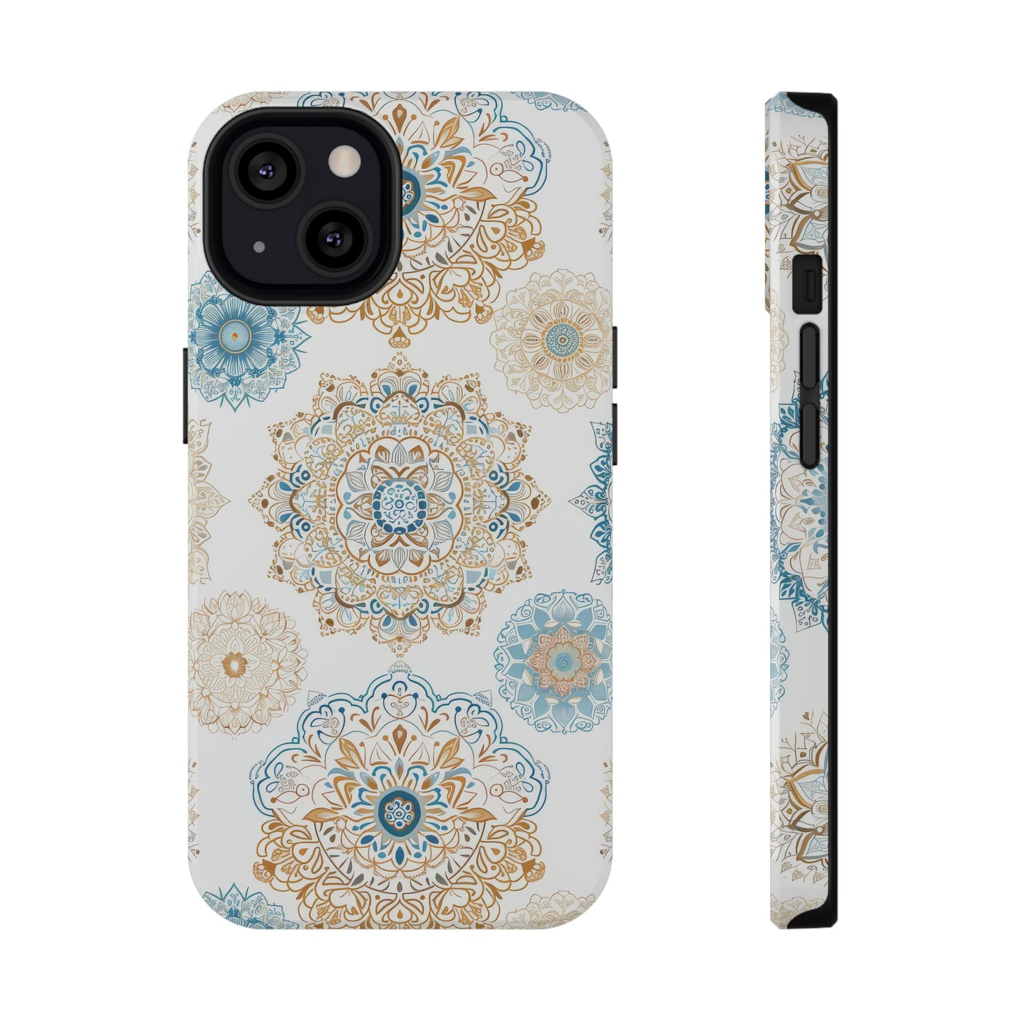 Impact-Resistant Cases, Blue Gold Boho Fun