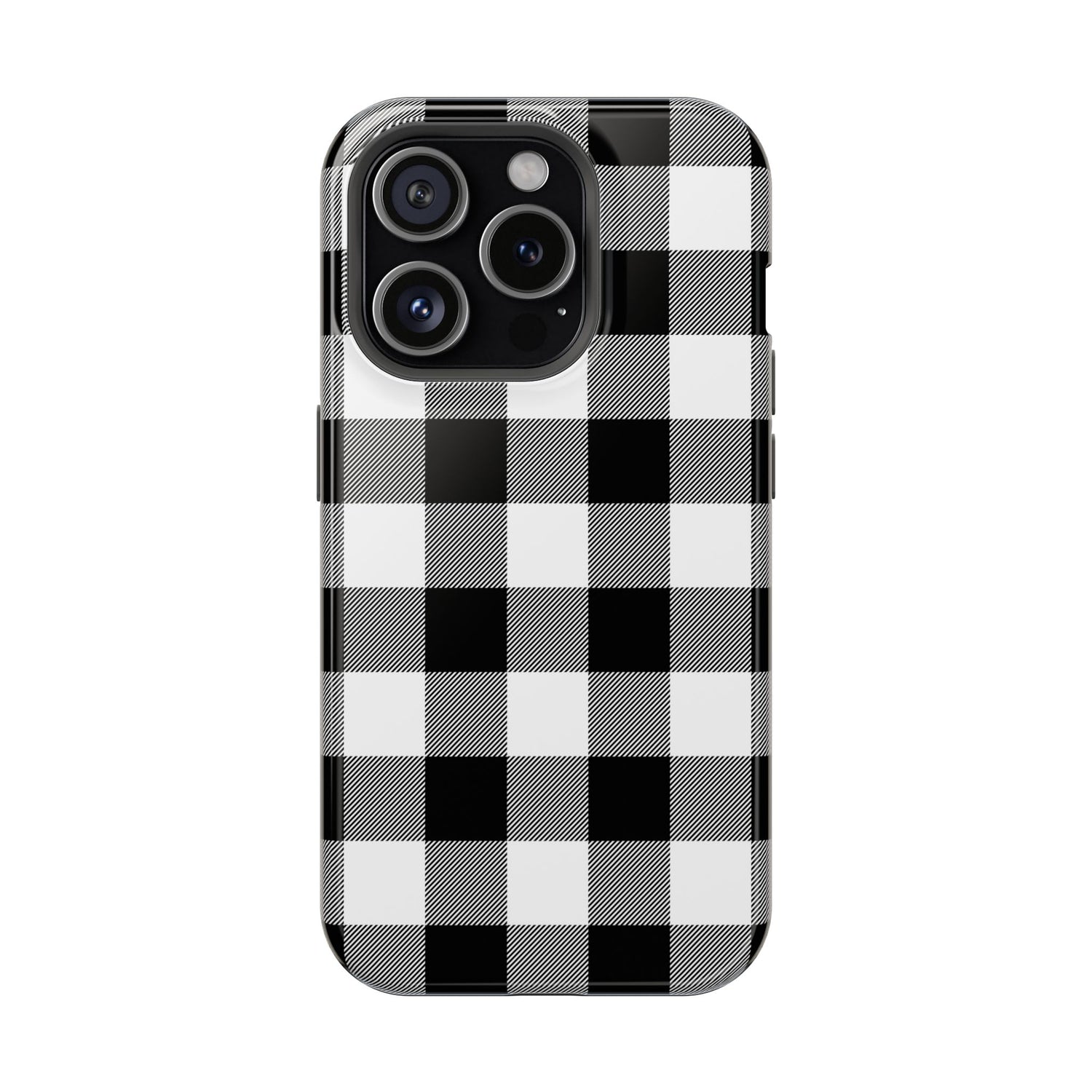 Impact-Resistant Phone Case Black White Buffalo Plaid, iPhone, Samsung