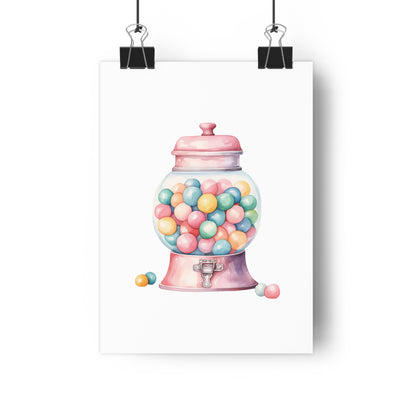 Giclée Art Print Watercolor Candy Land Bubble Gum Machine 2