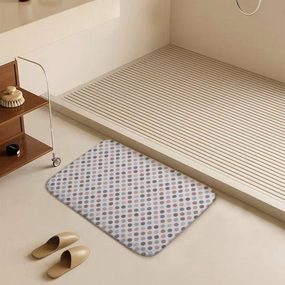 Plush Bathroom Mat- Neutral Dots