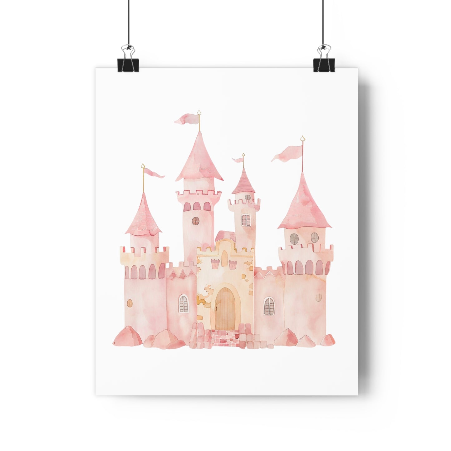 Giclée Art Print Watercolor Pink Princess Castle