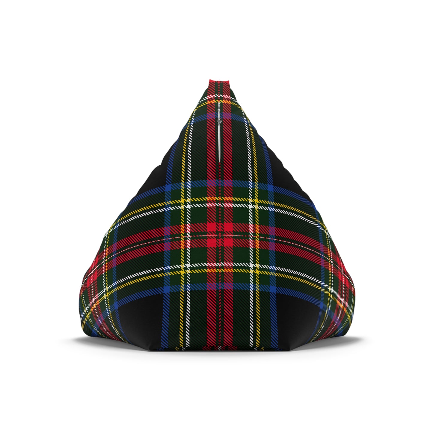 Christmas Tartan Plaid Black Bean Bag Chair Cover