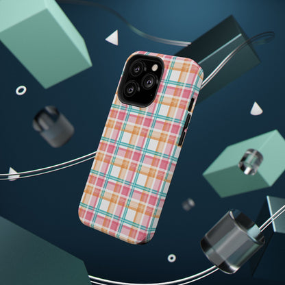 Impact-Resistant Phone Case - Summer Plaid Pink