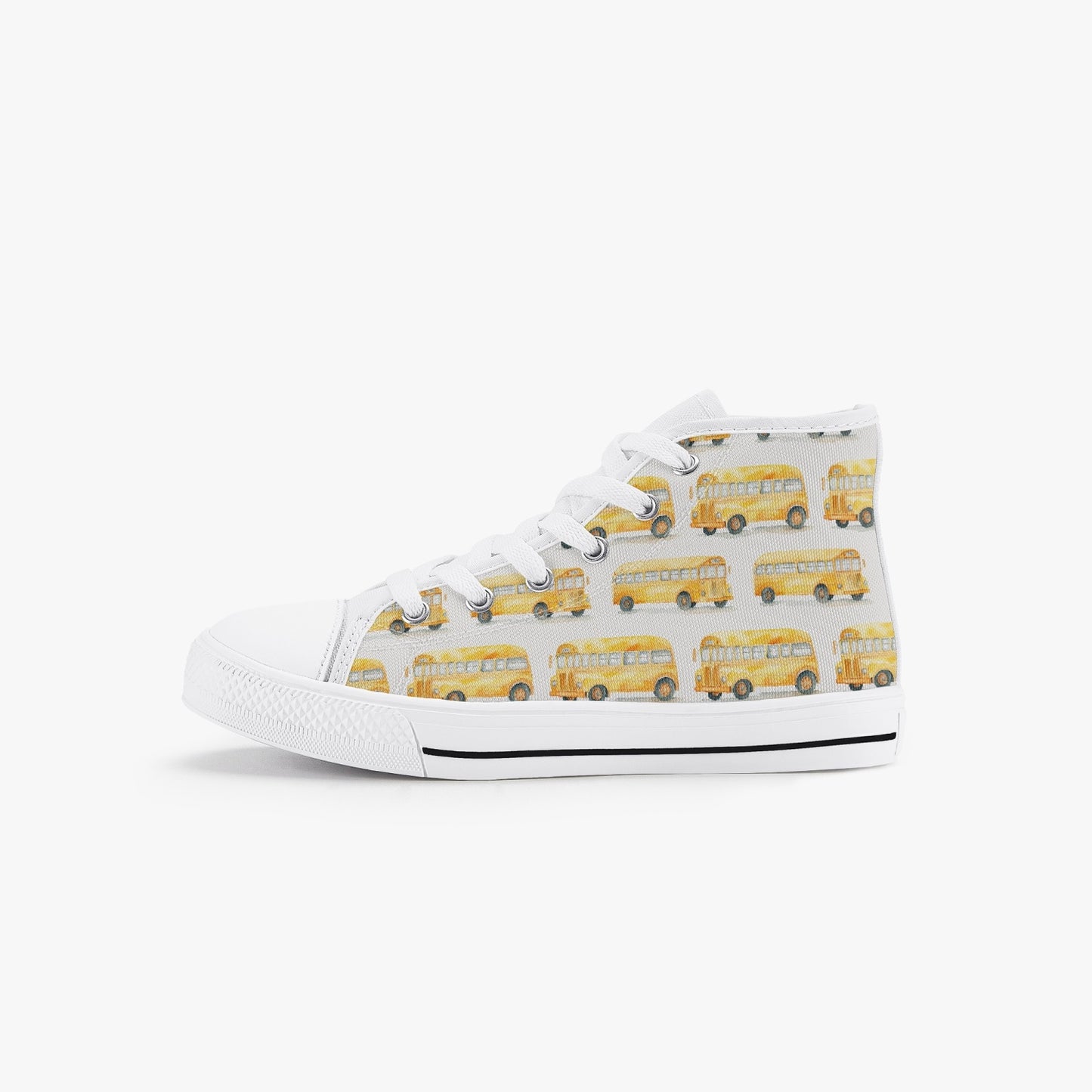 Unisex School Bus  Kid’s High-Top Canvas Shoes