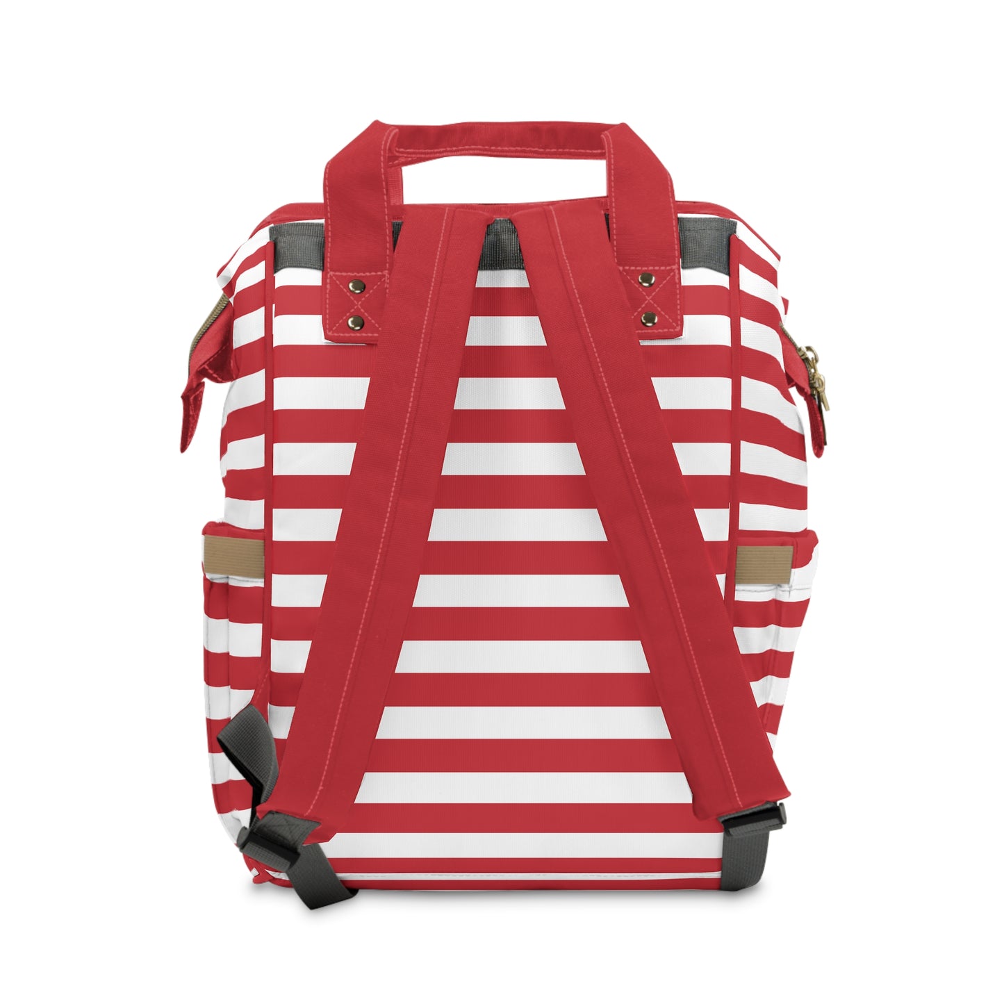 Nautical Stripe Multifunctional Diaper Backpack- Red